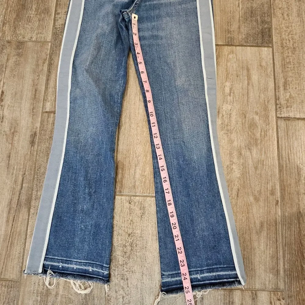 Veronica Beard Carolyn Baby Boot Jeans 26 High Rise Button Fly‎ Tuxedo Stripe